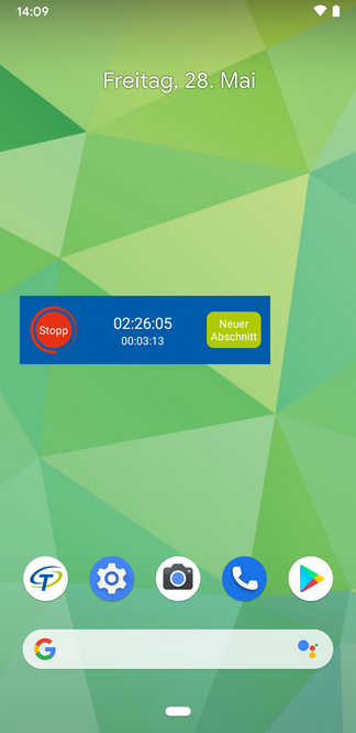 Screenshot: Widget Stunden bei Android