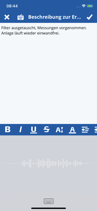 Screenshot: Spracherkennung bei iOS