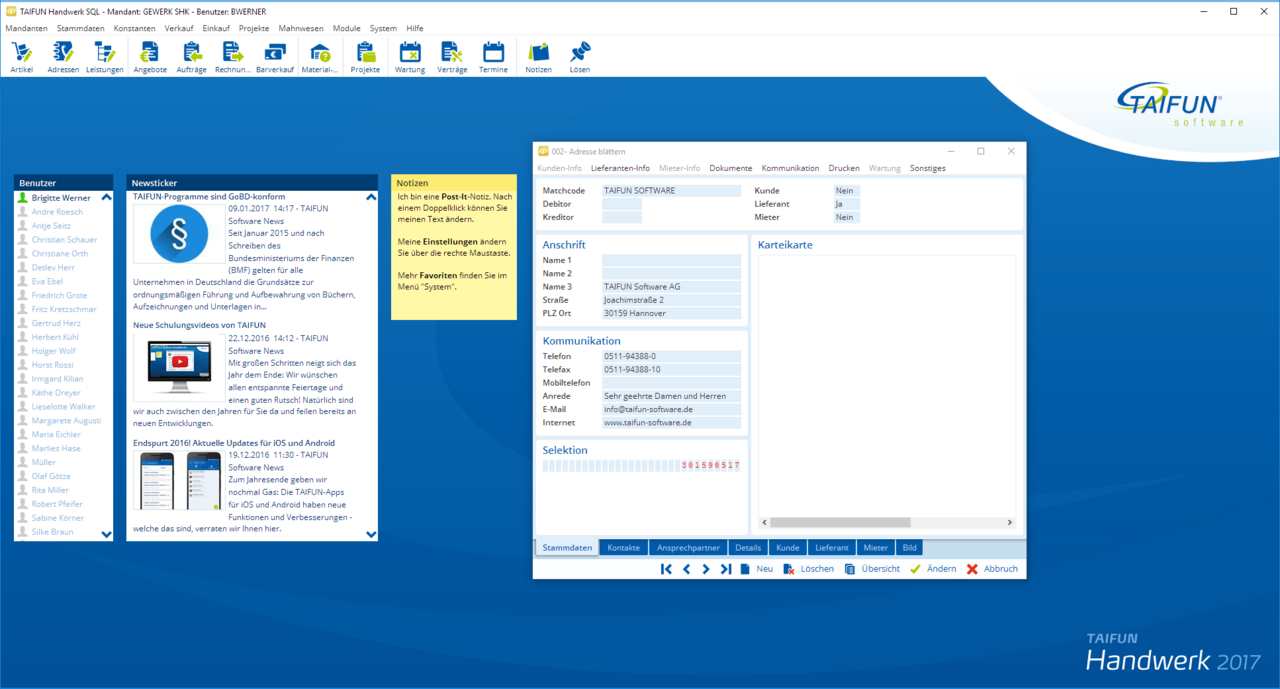 Neu gestaltete Benutzeroberfläche in TAIFUN Neu gestaltete Benutzeroberfläche in TAIFUN