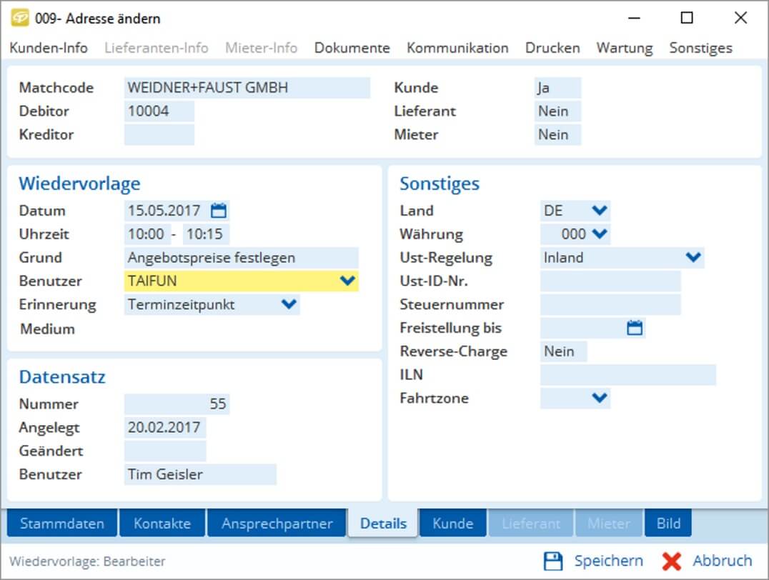 Neues Formulardesign in TAIFUN Neues Formulardesign in TAIFUN