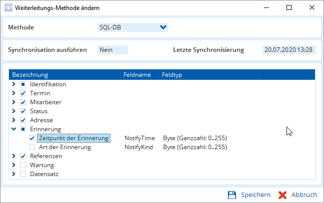 Screenshot Weiterleitungs-Methode TAIFUN